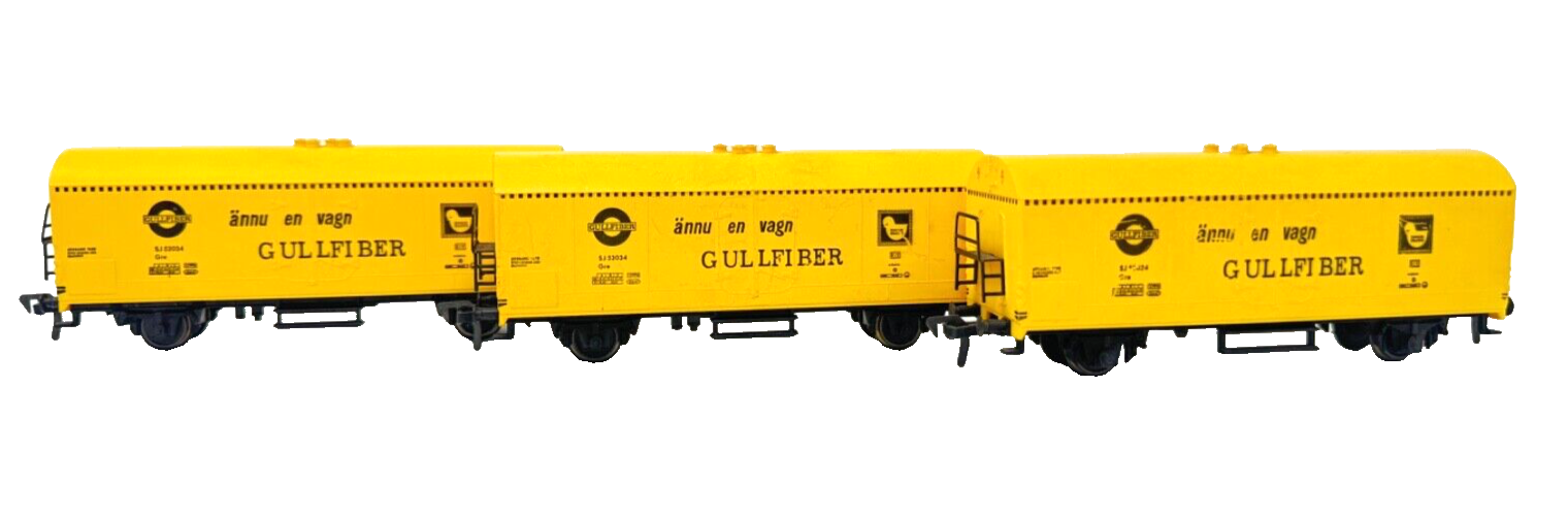 3x Fleischmann 5323 / 1467G Güterwagen SJ Gullfiber 53034 Gre - H0 HO 1:87
